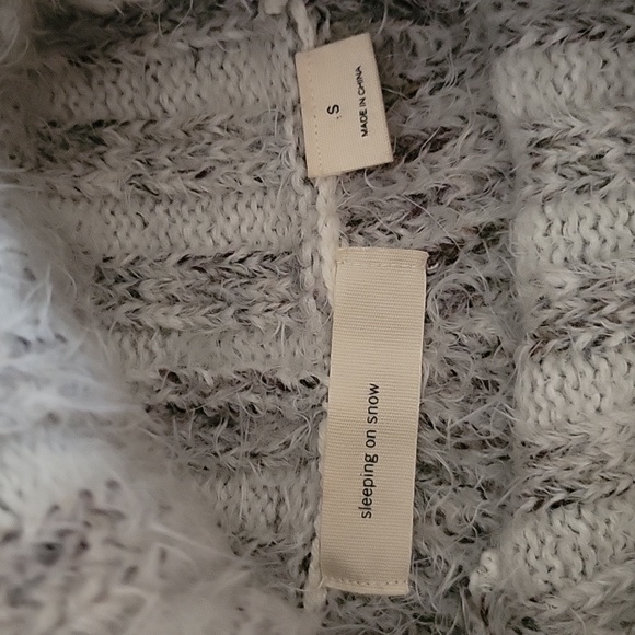 Sleeping on Snow Anthropologie Eyelash Sweater Dress White Gray S Wool Alpaca - Picture 6 of 10
